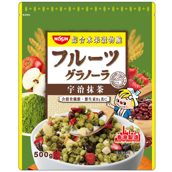 【日清】宇治抹茶綜合水果穀物脆500g(麥片)送量匙