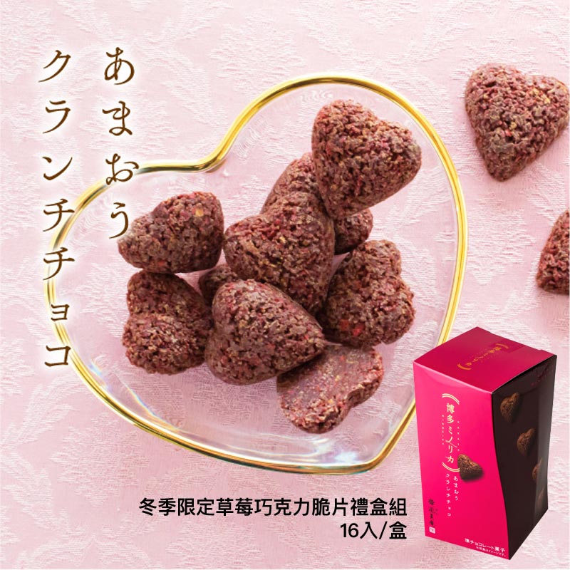 日本進口食品 日本福岡博多冬季限定草莓巧克力脆片禮盒組 16入 Meimaii