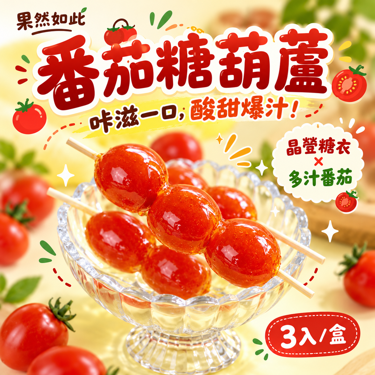 【果然如此】番茄糖葫蘆 3入/盒 (10盒組/20盒組)