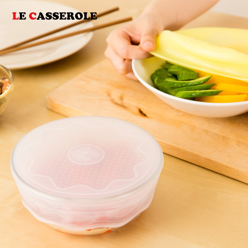 【LE CASSEROLE】台灣製 白金矽膠立體保鮮膜超值組合(14cm x 4片+ 19cm x 4片+ 25cm x 1片,獨家加送多重好禮)