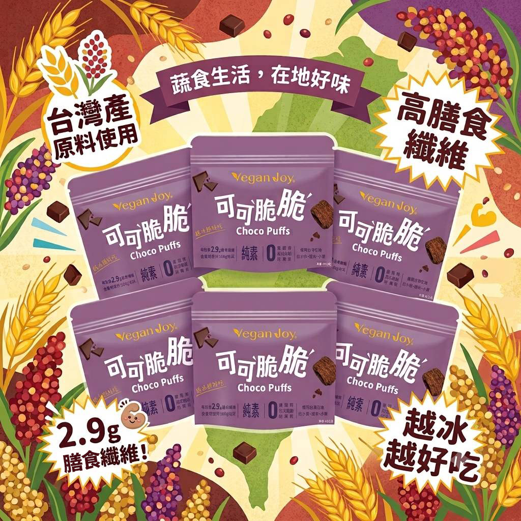 【Vegan Joy】高膳食纖維可可脆脆6入組｜純素｜45g/包共6包